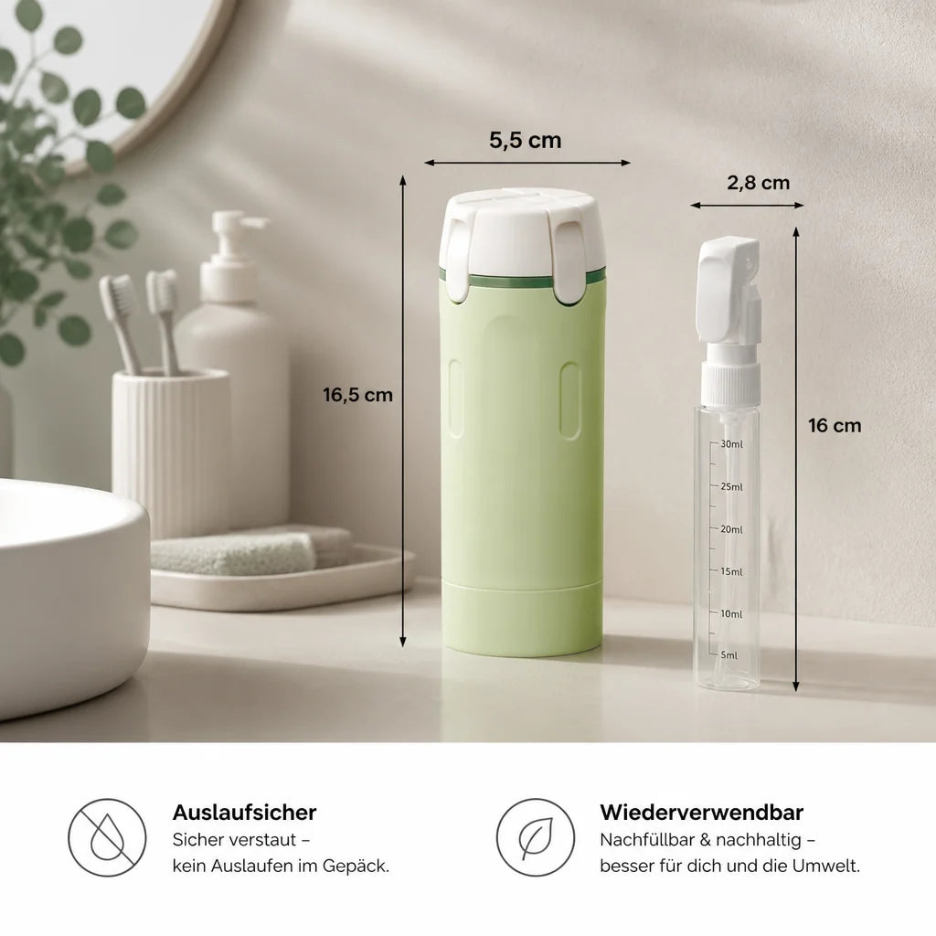 TravelFlask™ – Der kompakte 4-in-1 Reisebehälter für deine Kosmetik