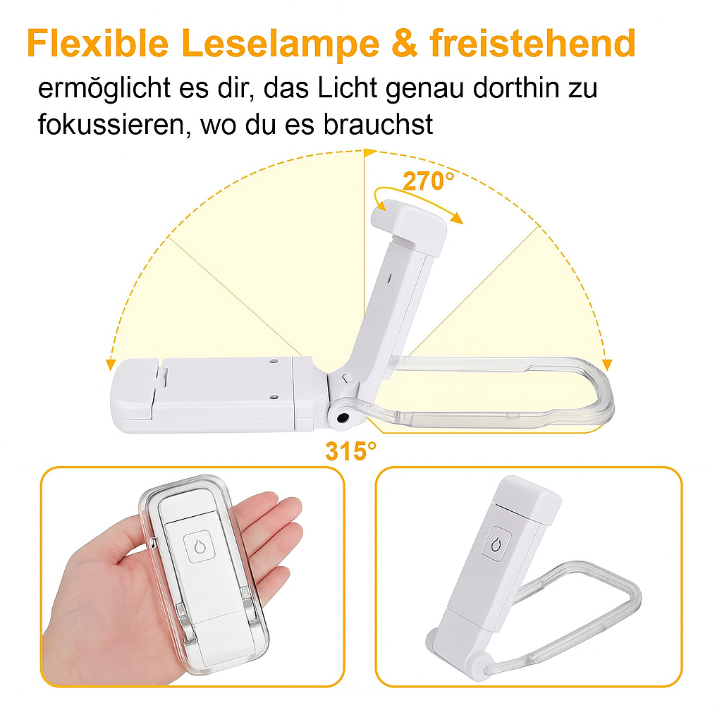 AmberGlow™ – Faltbare LED-Leselampe mit USB-Ladung