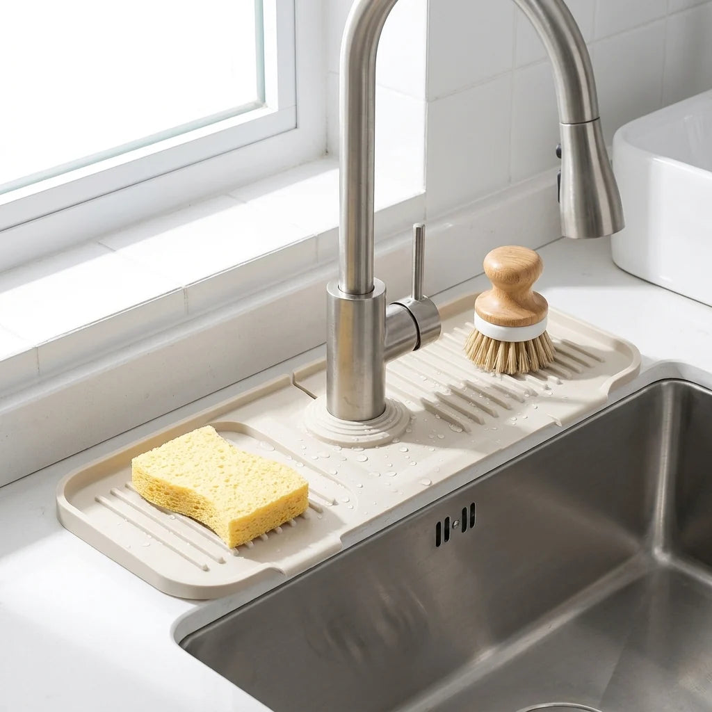 SinkDrain™ – Die Silikon-Spritzschutz-Ablaufmatte für trockene Arbeitsflächen