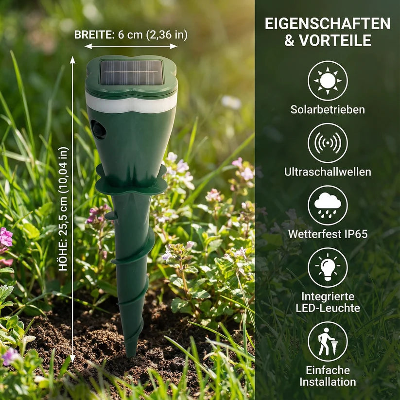 GuardSolar™ – Das solarbetriebene Ultraschall-Tier- & Insektenabwehrgerät