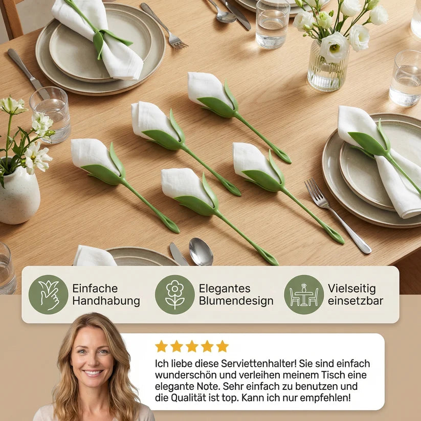 BloomFold™ – Das 6er-Set Blumen-Serviettenfalter für stilvolle Tischdeko