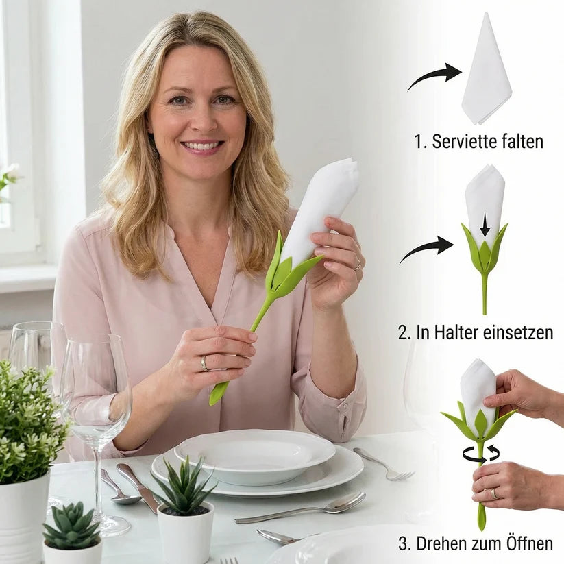 BloomFold™ – Das 6er-Set Blumen-Serviettenfalter für stilvolle Tischdeko