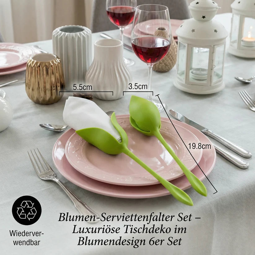 BloomFold™ – Das 6er-Set Blumen-Serviettenfalter für stilvolle Tischdeko