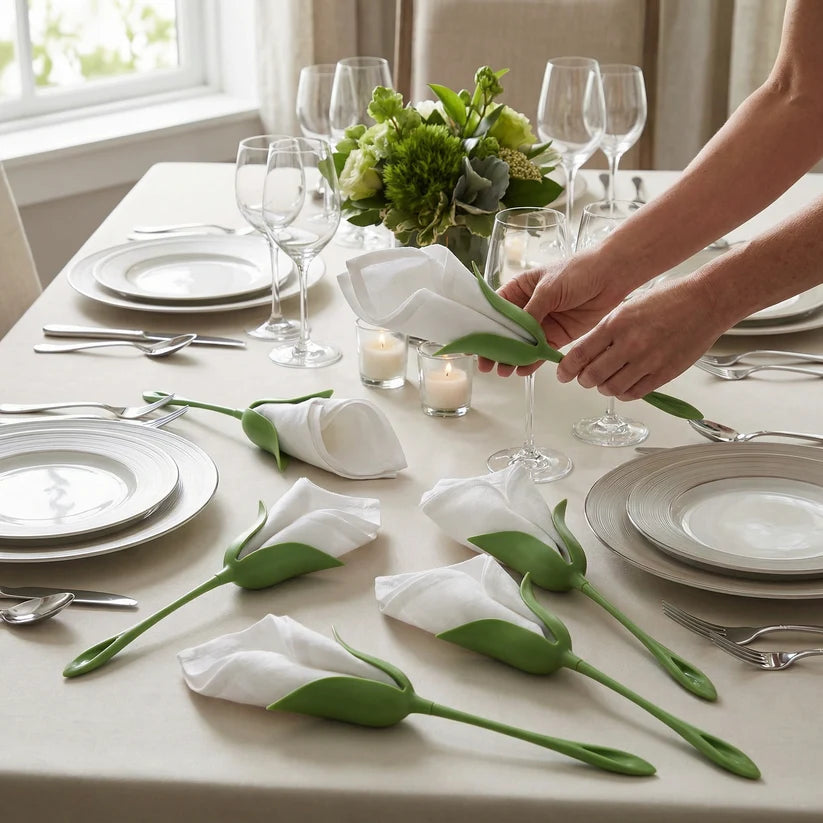BloomFold™ – Das 6er-Set Blumen-Serviettenfalter für stilvolle Tischdeko
