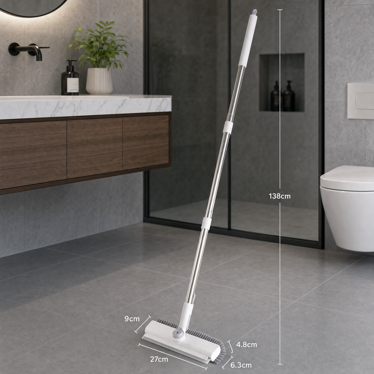 ScrubHero™ – Die 3-in-1 Bodenbürste mit Gummiabzieher & Drehkopf