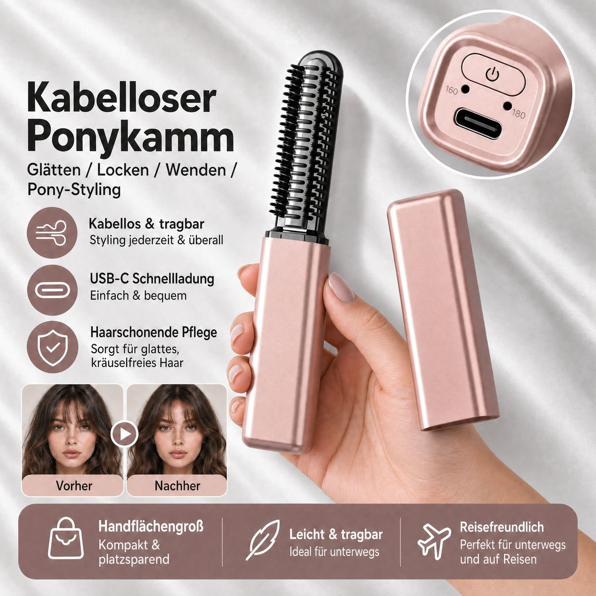 GlamCurl™ – Der kabellose Mini-Lockenwickler & Styling-Bürste