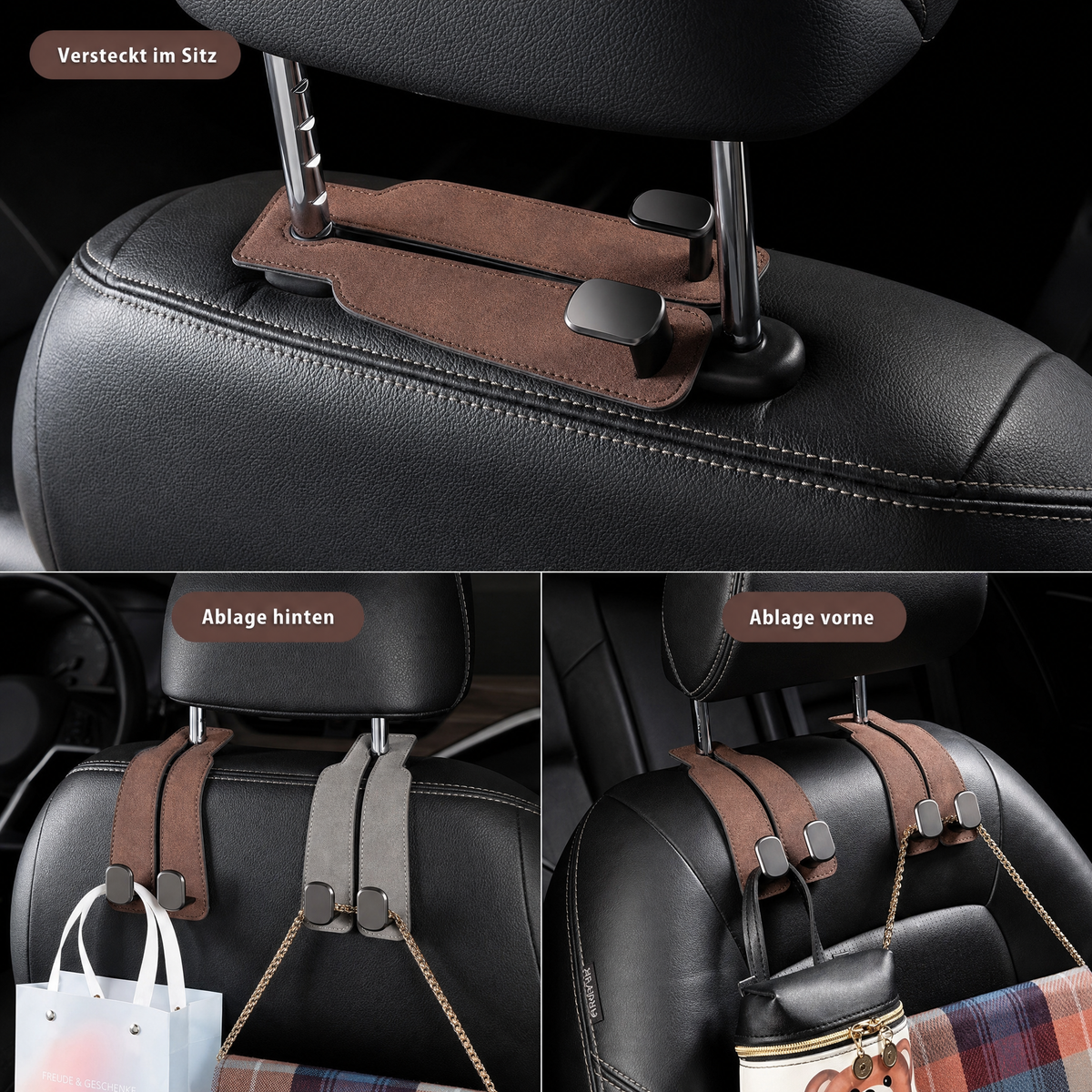 SeatHook Pro™ – Der Autositz-Doppelhaken im Kunstleder-Look