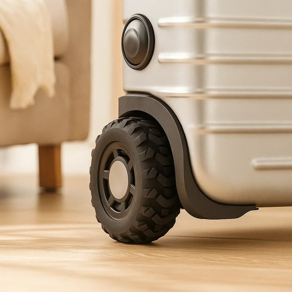 LuggageGrip™ – Der leise Silikon-Schutz für deine Kofferrollen