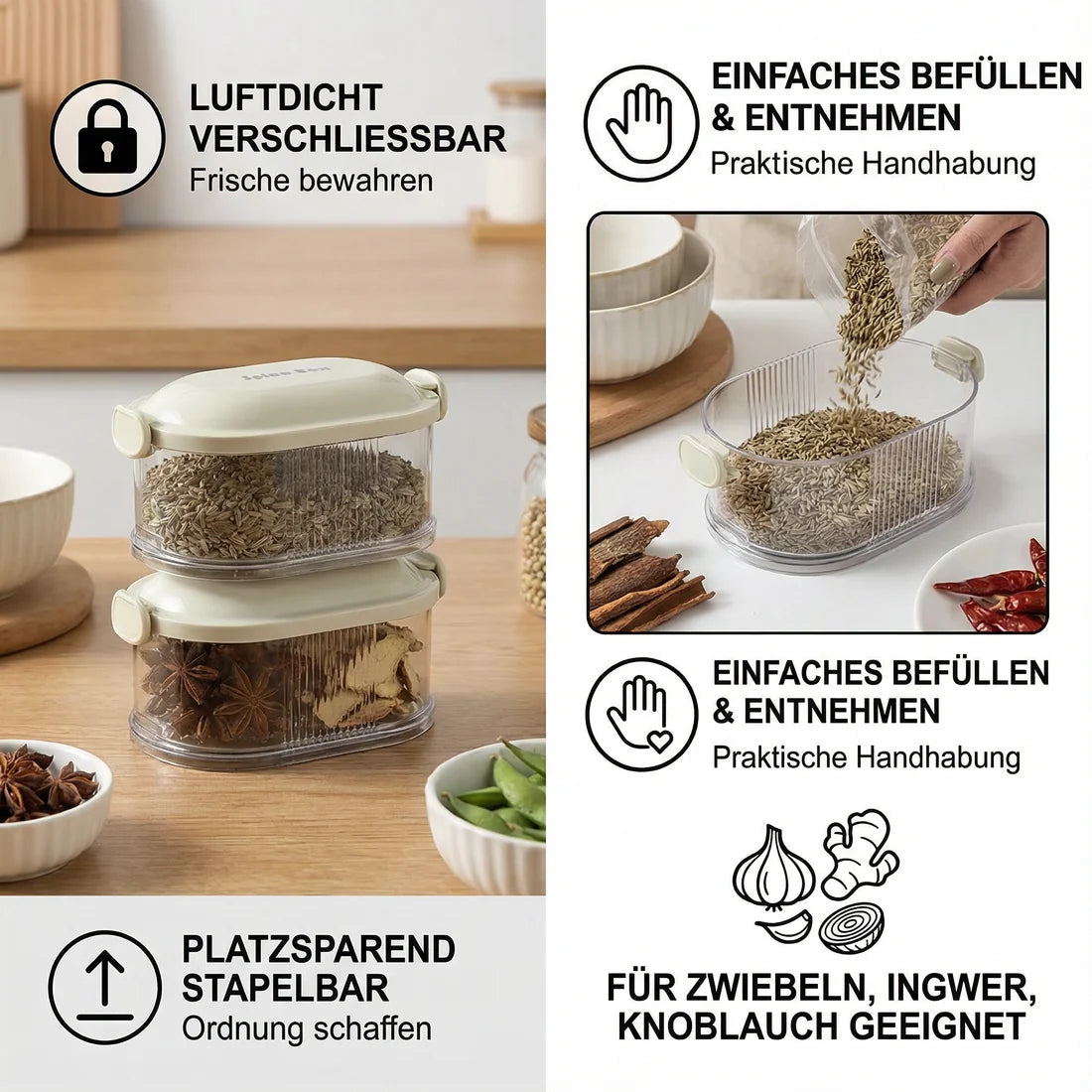 SpiceTower™ – Der stapelbare Organiser für Gewürze & Frisches