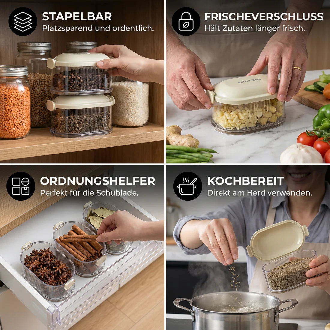 SpiceTower™ – Der stapelbare Organiser für Gewürze & Frisches