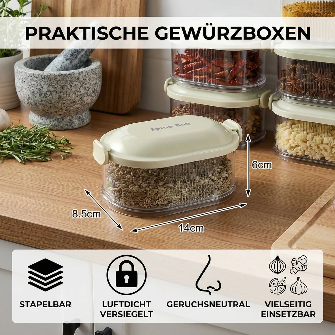 SpiceTower™ – Der stapelbare Organiser für Gewürze & Frisches